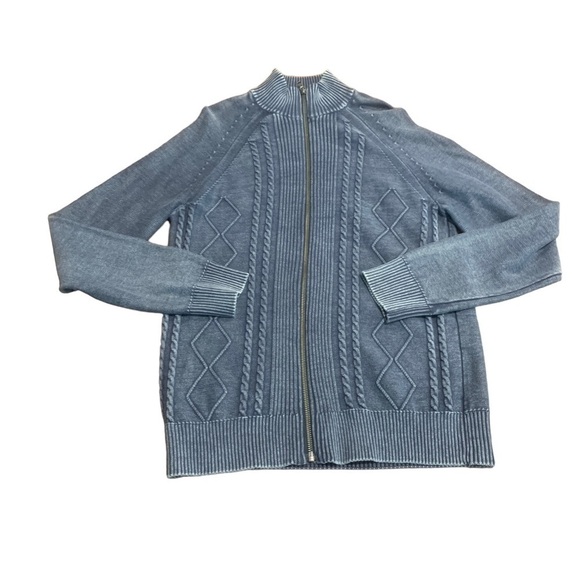 INC International Concepts Women’s Distressed Zip Front Cableknit Sweater M NEW - Picture 4 of 7